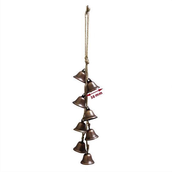 PESSLOK Campanas de Vaca Retro de Metal, Campanas de Bendición, Cadena de Campanas Navideñas con 8 Campanas (38 Mm)