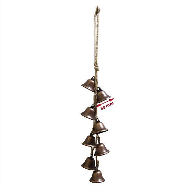 PESSLOK Campanas de Vaca Retro de Metal, Campanas de Bendición, Cadena de Campanas Navideñas con 8 Campanas (38 Mm)