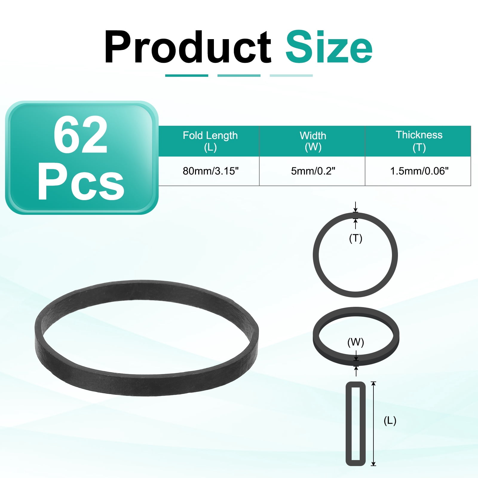 600Pack Rubber Bands, 3.15x0.2 Inch Elastic Bands for Office Supplies, Black