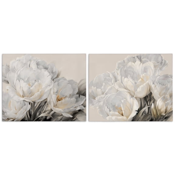 Stupell Industries Soft White Budding Roses Floral Painting Wrapped Canvas Canvas Art Print Wall Art, 20 x 16, Set of 2