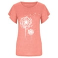 thumbnail image 3 of Birdeem Mode Femmes Col Rond Manches Courtes T-Shirt à Volants Imprimé Blouse d'Été, 3 of 7