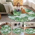 thumbnail image 5 of Monstera Leaves Round Area Rug 8Ft Washable Large Circle Rugs for Living Room Dorm, Summer Palm Leaf Botanical Wooden Grey Non-Slip Carpet Floor Mats Indoor Outdoor Carpet Runner Aesthetic Home Decor, 5 of 8