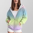 thumbnail image 4 of Towmus Zip Up Hoodie Women Trendy Gradient Printed Long Sleeve Full Zipper Plus Size Coat Fall Jacket Hooded Sweatshirt With Pockets, 4 of 6
