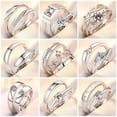 thumbnail image 4 of Anillo de pareja, un par de hombres y mujeres, temperamento de moda simple, anillo de circón con corona, apertura de anillo de diamantes de simulación de boda, 4 of 6