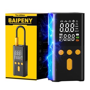 BAIPENY Tire Inflator Portable Air Compressor 4X Faster Air Pump for Car Tires 150 PSI Portable Tire Inflator for Car with Digital Dual Values Display Pressure Gauge and Auto Off Function