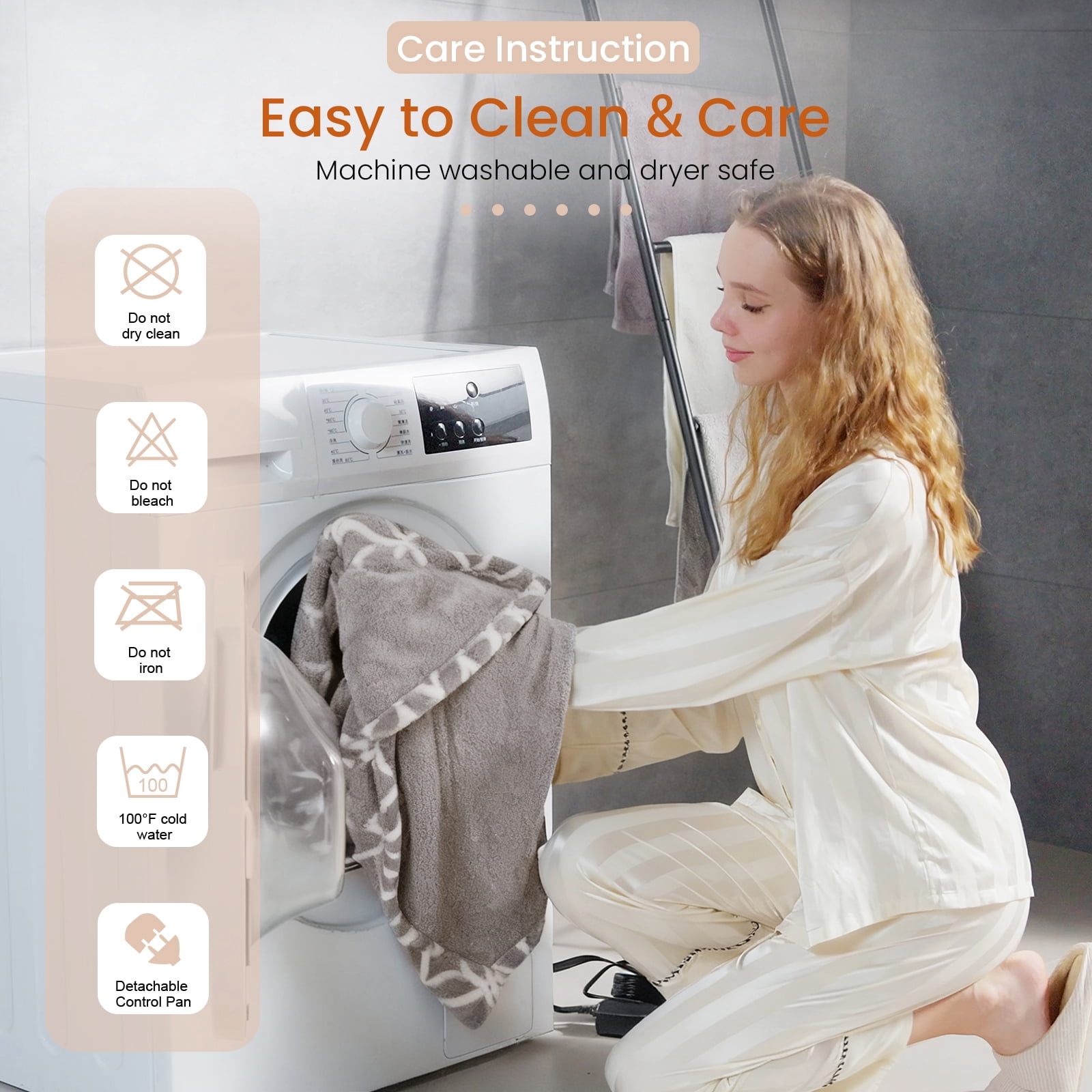 WATO FT Heated Blanket Electric Throw Blanket with Built-in Button Controller 50"x60" One-Touch Cozy Warm Heating Electric Blanket with 4 Heat Levels & 4 Hours Auto-off Overheat Protection