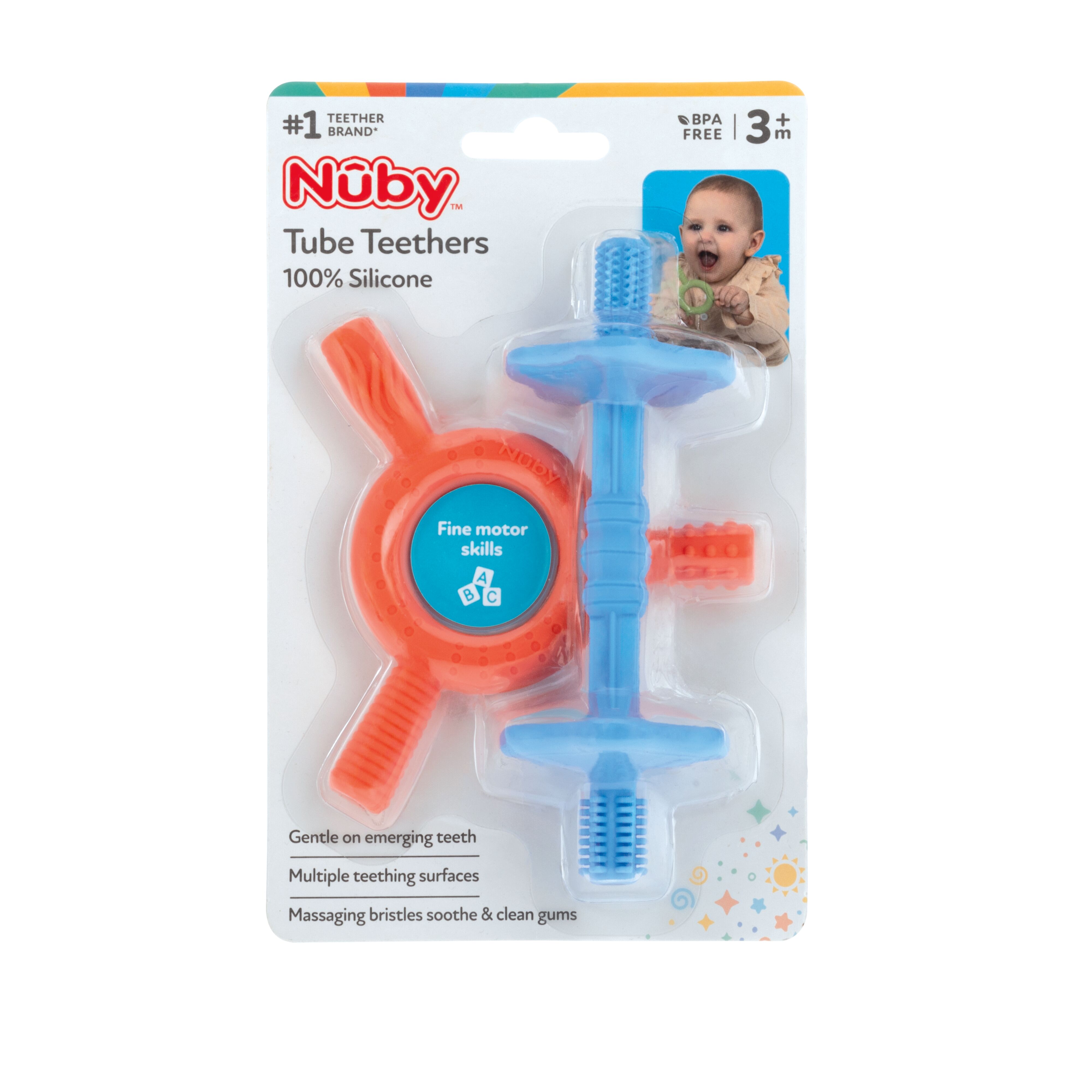 Nuby Sensory Silicone Tube Teethers 2-Pack photo 2