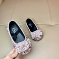 thumbnail image 4 of ZACPNCV Girls Sparkle Princess Dress Shoes Bow Wedding Party Flower Bridesmaids Mary Jane Ballet Flats for Kid Toddler Pink 12-13 Years, 4 of 5