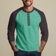 thumbnail image 5 of Hearthz Mens Raglan Shirts 3/4 Sleeve Cotton Henley Neck Baseball Jersey Color Block Mens Tops Summer Fall Mens Summer Shirts, 5 of 9