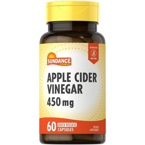 Apple Cider Vinegar Capsules 450mg | 60 Count | Non-GMO, Gluten Free Supplement | by Sundance
