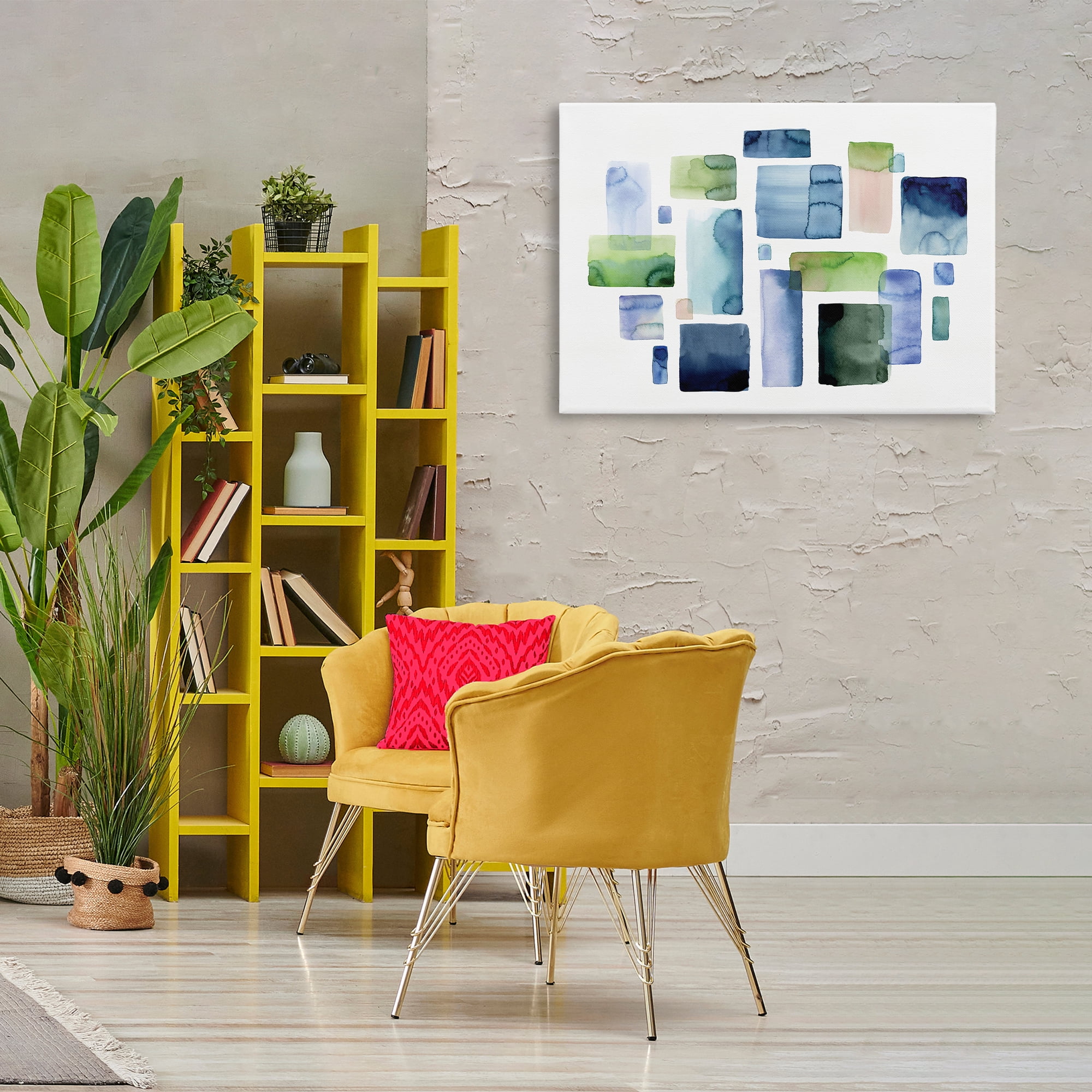 Stupell Industries Asymmetrical Watercolor Shapes Abstract Painting Gallery Wrapped Canvas Art Print Wall Art, 36 x 24