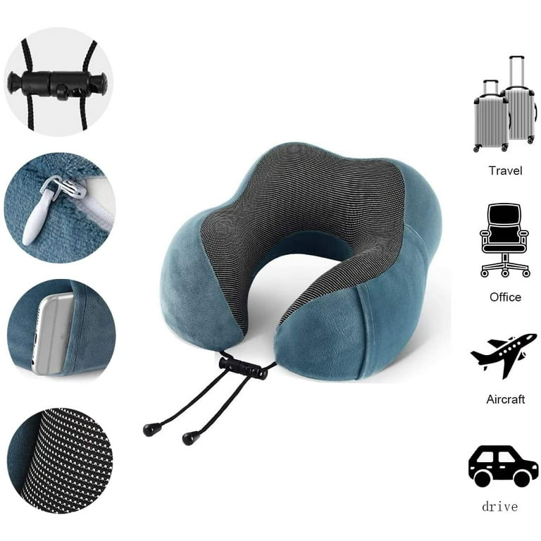 KEEPMOV Memory Foam Travel Pillows: Neck Pillows for Travel - Airplane  Pillow with 360-Degree Head Support | Portable Adjustable Traveling Pillow  for
