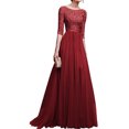 thumbnail image 1 of Vestido de noche Amazon Gasa Vestido de noche Vestido largo Tallas grandes Mujer s (Rojo vino L) FLhrweasw Para estrenar, 1 of 1