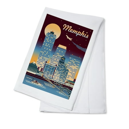 

Memphis Tennessee Retro Skyline Chromatic Series (100% Cotton Tea Towel Decorative Hand Towel Kitchen and Home)