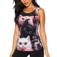 thumbnail image 1 of Junzan Débardeurs d'Entraînement Motif Portrait de Groupe Chatons Mignons pour Femmes Sans Manches Course Coupe Ample Yoga Hauts Actifs Gym Exercice-TG, 1 of 7