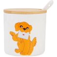 thumbnail image 1 of Small Ceramic Sugar Bowl Cat Pattern with Wooden Lid (Brown Golden Retriever Pattern), 1 of 7