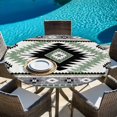 thumbnail image 6 of Green Gray Boho Round Tablecloth, Fitted Table Cover with Elastic for 36"-44" Round Tables, Southwestern Ethnic Abstract Geometric Table Cloth Outdoor Indoor Dinning Party Waterproof Tablecloths, 6 of 7