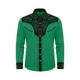 thumbnail image 4 of xfsWaSs Western Cowboy Shirts For Men Casual Button Down Long Sleeve Shirt Floral Embroidered Festival Shirts Holiday Celebration Retro Party Tops, 4 of 4