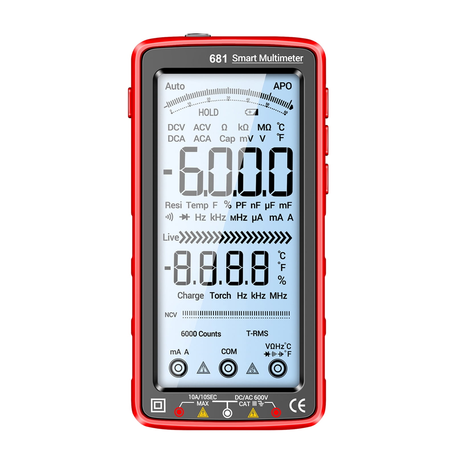 Multimeter ANENG 681 6000 Counts Digital Multimeter Smart Anti-burn Rechargeable Universal Meter NCV Tester 5-inch Large LCD With Backlit Flashlight For Voltage Current Resistance