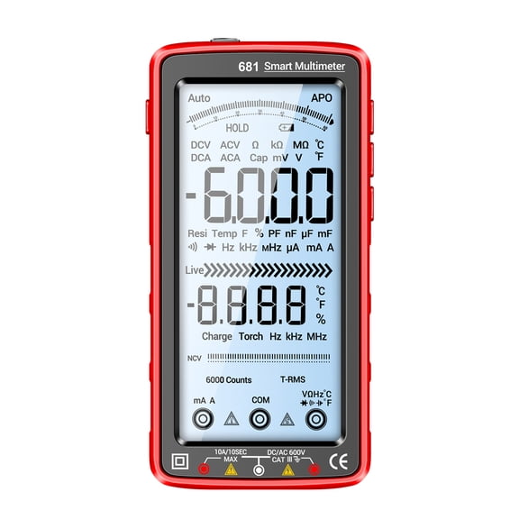 Lcd ANENG 681 6000 Counts Digital Multimeter Smart Anti-burn Rechargeable Universal Meter NCV Tester 5-inch Large LCD With Backlit Flashlight For Voltage Current Resistance