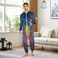 thumbnail image 2 of 1-Pack Onesie Jumpsuits For Men&Women Winter One Piece Zipper Pajamas Playsuit Tie-dye Pattern, 2 of 6