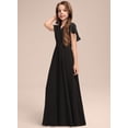 thumbnail image 3 of Drtj 2-14T Kids Junior Bridesmaid Flower Girl Elegant Formal A-line V-Neck Floor-Length Chiffon Dresses, 3 of 6