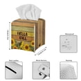 thumbnail image 3 of POLERO Stylish Tissue Box Holder Hello Fall Sunflower Square Tissue Cube Cover PU Leather Facial Organizer for Bathroom, Tabletop, Car, Night Stands, Office, Home, Kitchen, 5.1''X5.1''X5.5'', 3 of 7