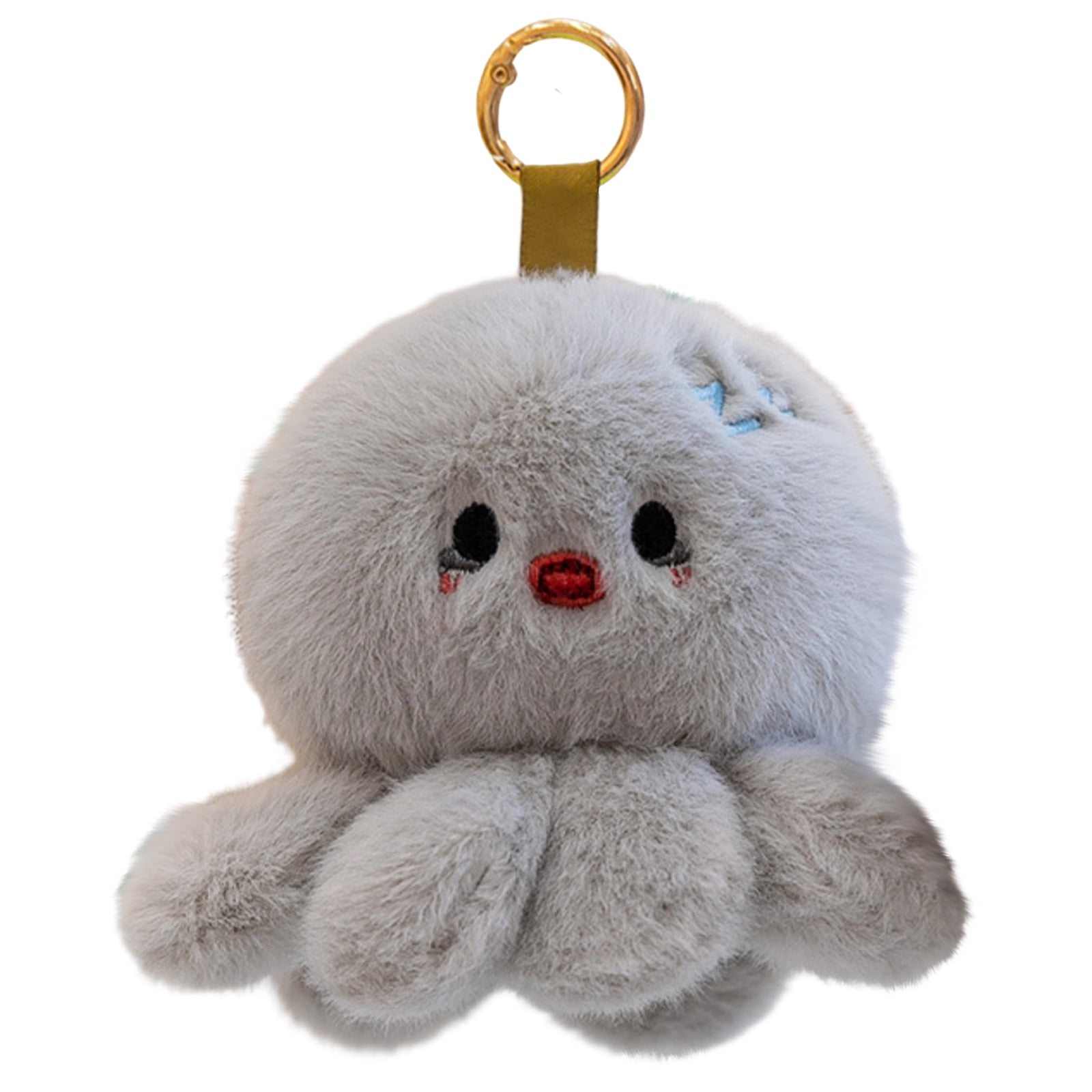 Octopus Plush Keychain Cute Stuffed Animal Bag Charm Kawaii Soft Octopus Keychain For Backpack Decorative Pendant For Girls Women Lovely Gift For Kids Birthday Party Favors(Gray)