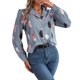 thumbnail image 3 of Blusa de Larga para Mujer, Informal, Elegante, con Estampado de Solapa, Corte Holgado, para Oficina. Azul S, 3 of 10