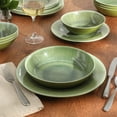 thumbnail image 4 of Gibson Home Casper Court 16-Piece Melamine Dinnerware Set – Reactive Glaze Look - Service for 4 - Green, 4 of 16