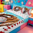thumbnail image 3 of meiyoeat Baseball Sport Gloves Zipper Twin Comforter Sets with Fitted Sheet and 2 Pillowcases For Boys,Blue Ice Cream Drip Zipper Bedding Set For Kids,Polkadot Reversible,4-Piece, 3 of 7