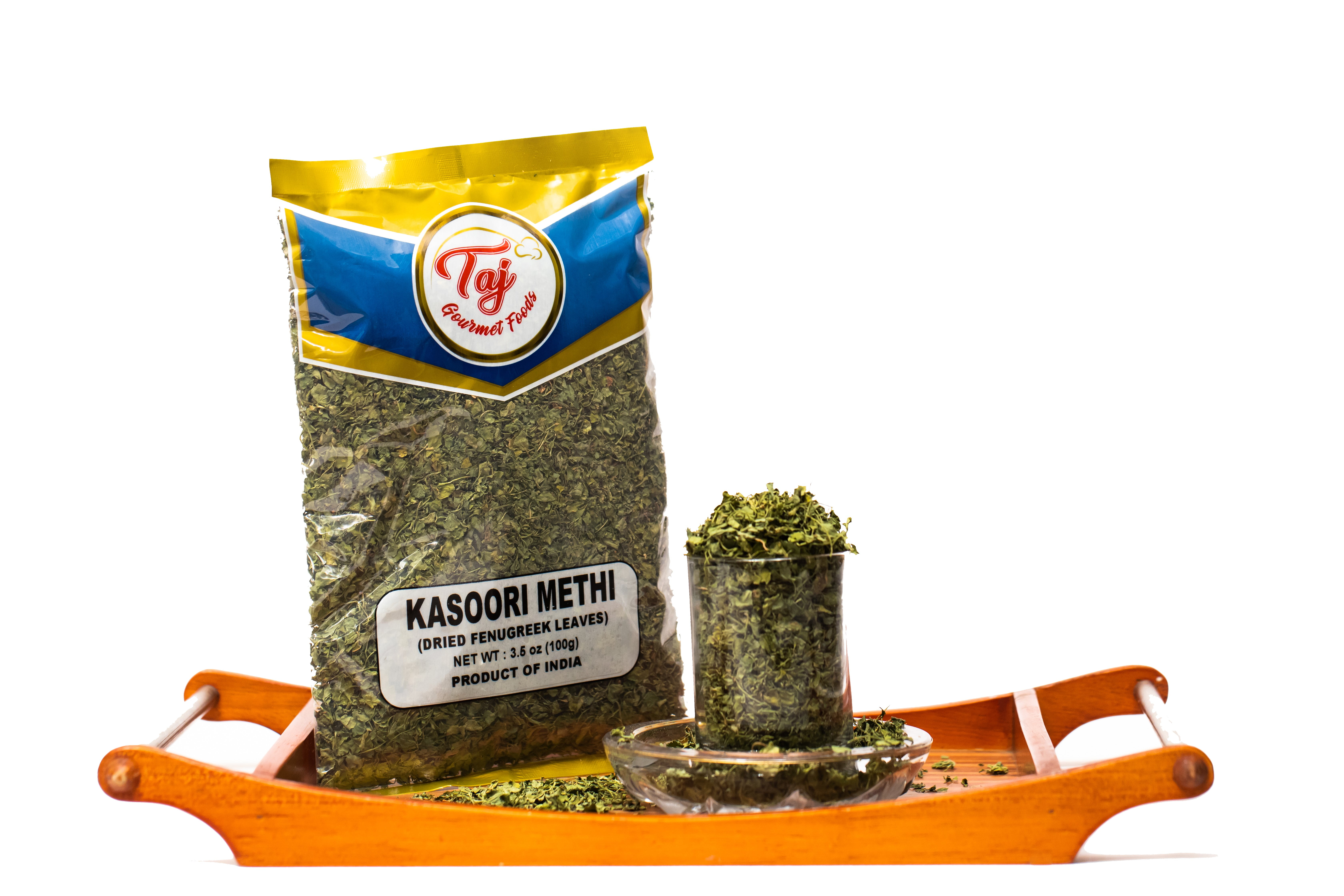 TAJ Premium Indian Kasoori Methi, Dried Fenugreek Leaves), 100 grams