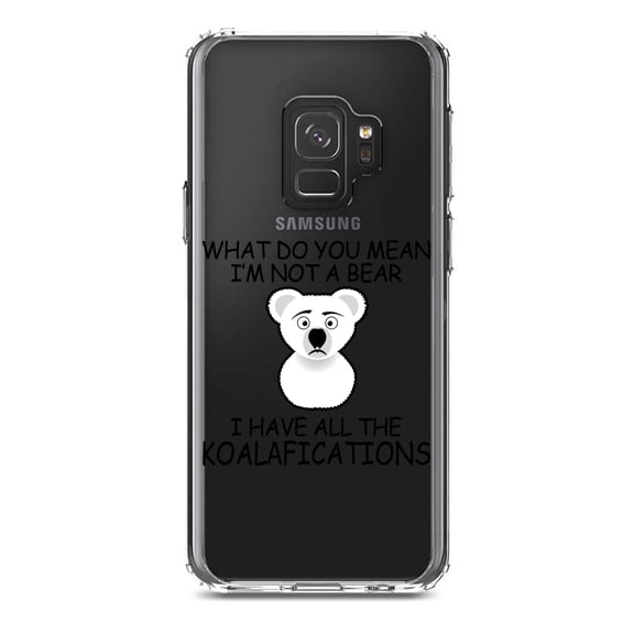 DistinctInk Clear Shockproof Hybrid Case for Samsung Galaxy S9 (5.8" Screen) - TPU Bumper Acrylic Back Tempered Glass Screen Protector - Not a Bear? I have the Koala-fications