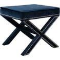 thumbnail image 1 of Meridian Furniture 126Navy Nixon Collection Modern | Contemporary Velvet Upholstered Ottoman / Bench with X-Leg Design, Deep Button Tufting and a Solid Wood Frame Navy 20.5" W x 20.5" D x 19" H, 1 of 9