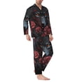 thumbnail image 2 of Salouo Rose Full Moon Black Wolf Print Button-Front Long Sleeve Pajama Set for Men, Soft 2Pjs Men's Long Sleeve Sleepwear-Medium, 2 of 7