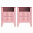 thumbnail image 4 of Heynemo Pink Fluted Nightstand with 2 Drawers Set of 2, Modern Wooden Sofa Table for Small Spaces, Tall End Table for Bedroom, Living Room, 4 of 8