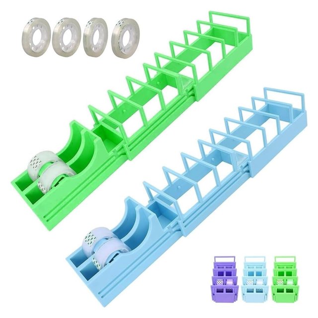 Tape Dispenser for Wrapping, Portable Ribbon Cutter Machine, Foldable Double Roll Tapes Dispensers