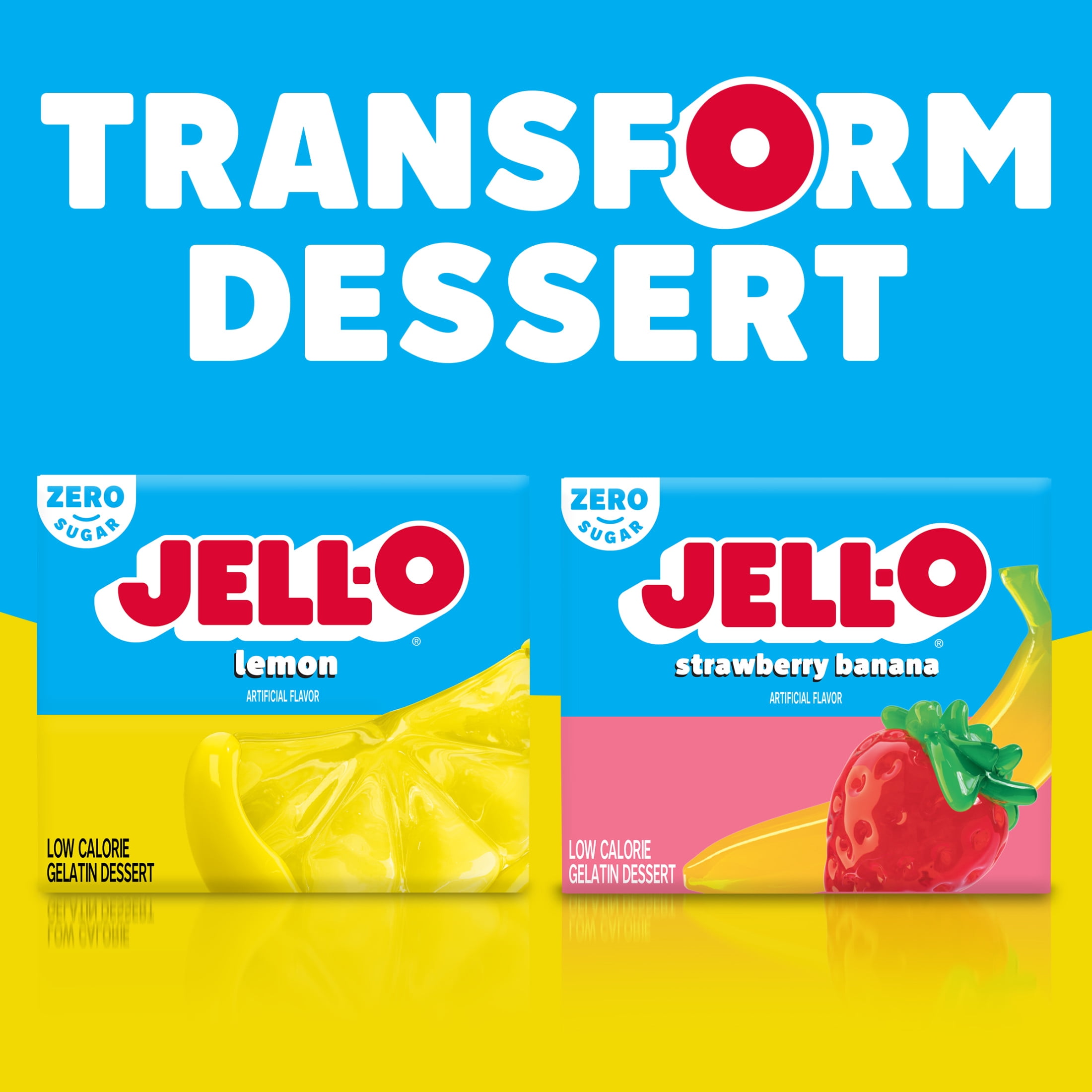 Jell-O Lemon Zero Sugar Gelatin Dessert Mix, 0.3 oz Box