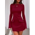 thumbnail image 4 of Vestido PRETTYGARDEN 2025 Cuello Barco Manga Larga Rojo Talle S, 4 of 8