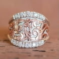 thumbnail image 3 of Pretty Cubic Zircon Two Tone 925 Silver Ring Women Party Band Ring Sz 6-10, 3 of 6