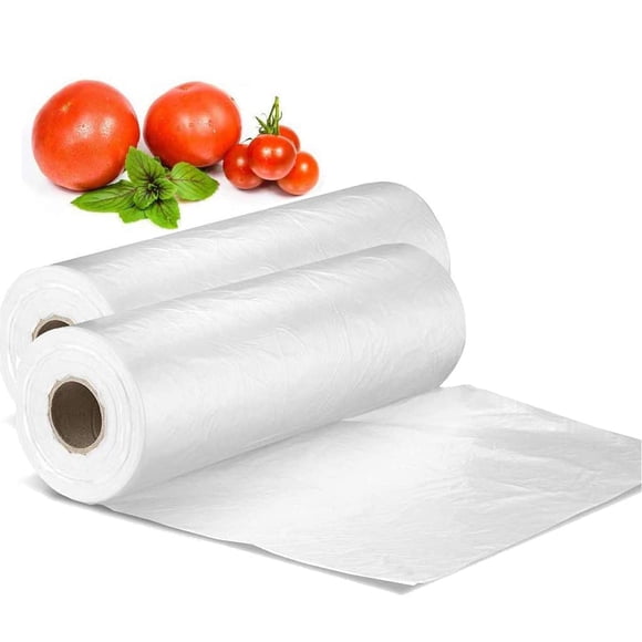 Rollo de bolsa de plástico para productos vegetales, 12 x 16 pulgadas, bolsa transparente para pan y comestibles, 350 bolsas/rollo (2 rollos)