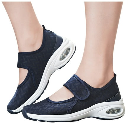 QYZEU Sneakers for Women Womens Summer Wedge Heels Womens Round Toe Lace Walk Sports Shoes Breathable Women Casual Shoes Walking Lightweight Shoes Blue 41
