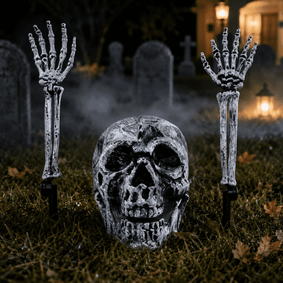 Kabuer Halloween Skeleton Decorations, Skeleton Stakes for Halloween Party Yard Outdoor Graveyard Props Decor