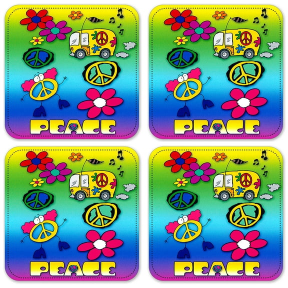 Vinyl Drink Coasters - Set of 4 - Peace
