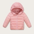 thumbnail image 2 of vdgthytj Kids Hooded Puffer Jackets Boys Girls Full Zip Long Sleeve Solid Fall Winter Warm Casual Outerwear with Pockets(6-7 Years,Pink), 2 of 9