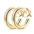 thumbnail image 5 of Bavsenic Gold Clip on Earrings 14K Gold Plated Chunky Hoop Clip Hoop Earrings for Women Non-Pierced, 5 of 13
