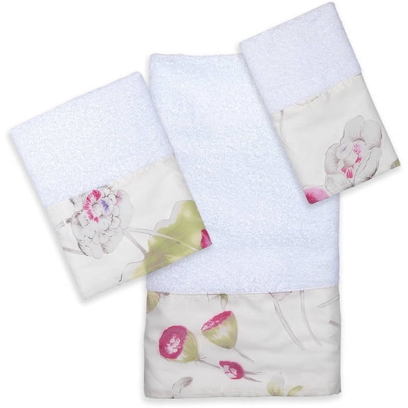 Popular Bath Flower Haven Collection 3-Piece Bathroom Pool, Hand, Wash Towel Set