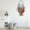 thumbnail image 3 of Atrapasueños de plumas, decoración de habitación, cinco anillos, carillón de viento hecho a mano, adorno de pared, 3 of 7