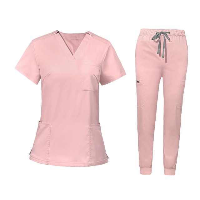 Conjunto de uniforme médico premium: conjunto superior e inferior para profesionales de la salud. Rosa S