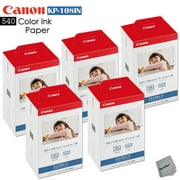 5 Pack Canon KP-108IN Color Ink Paper includes 540 Ink Paper sheets + Ink toners for Canon Selphy CP1200, Selphy CP910, Selphy CP900, cp770 and cp760